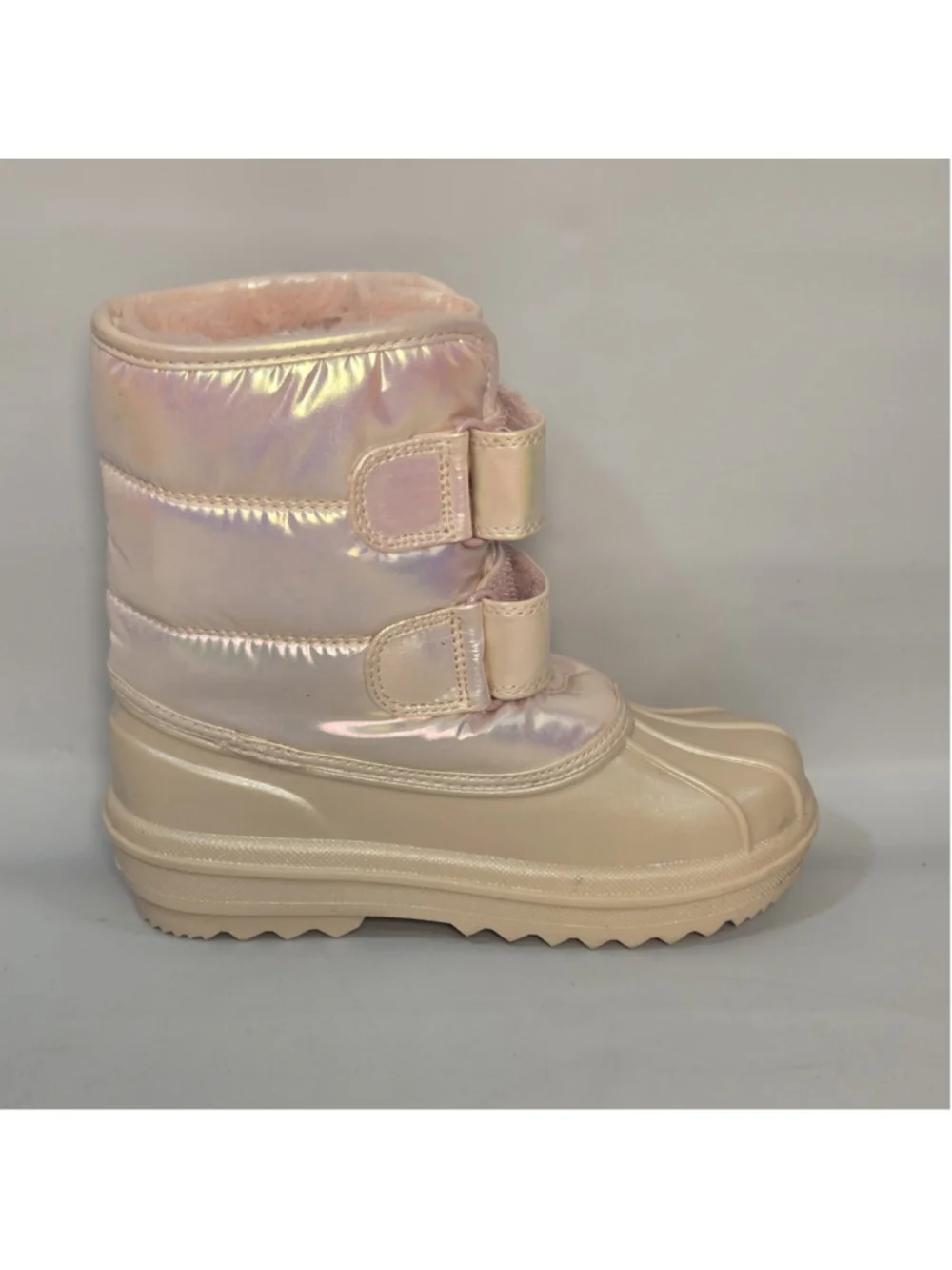 The Children's Place Girls Snow Boots Pink Iridescent Faux Fur Winter Size 12